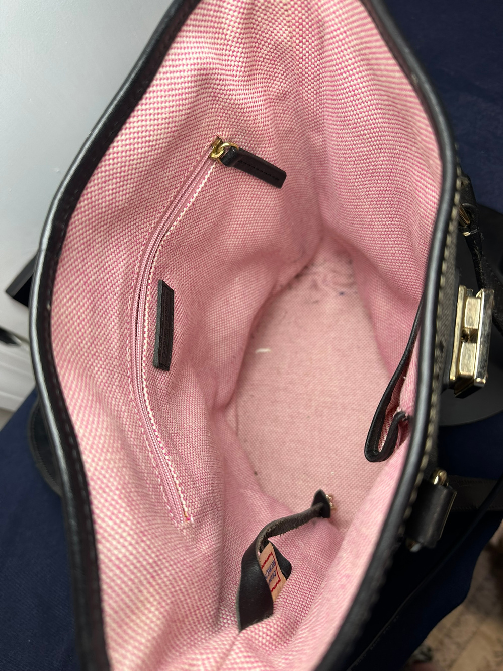 Dooney & Bourke | Vintage Canvas Leather Trim North South Bucket Bag - Picture 4 of 9
